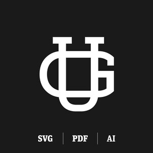 Interlocking GU / UG Monogram | Initial U & Initial G Slab Serif | Digital Monogram SVG | Instant Download