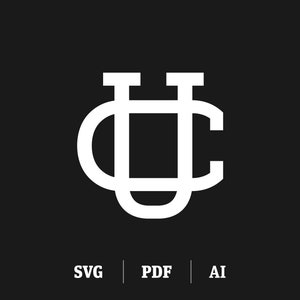 Interlocking CU / UC Monogram | Initial C & Initial U Slab Serif | Digital Monogram SVG | Instant Download