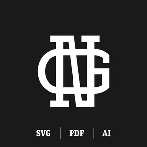 Interlocking GN / NG Monogram | Initial N & Initial G Slab Serif | Digital Monogram SVG | Instant Download