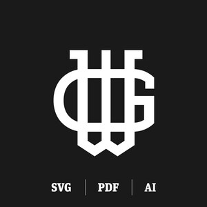 Interlocking GW / WG Monogram | Initial W & Initial G Slab Serif | Digital Monogram SVG | Instant Download