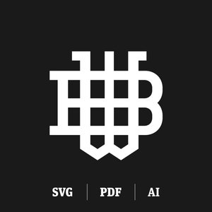 Monograma BW / WB entrelazado, monograma de 2 letras con B inicial y W inicial, descarga digital de diseño de logotipo para uso personal y comercial