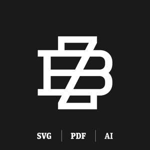 Interlocking BZ / ZB Monogram, 2 Letter Monogram With Initials B & Z, Monogram B svg / Monogram Z svg, Modern Logo Design Digital Download