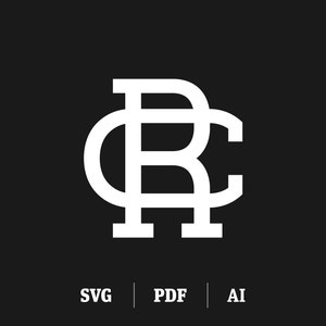 May include: White monogram logo with the letters "BC" intertwined. The letters are in a bold, sans-serif font.