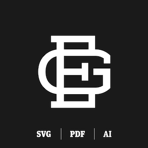 Puede incluir: Logotipo blanco con monograma con las letras "EG" entrelazadas. La "E" está encima de la "G" y las letras están en una fuente en negrita, sin serifas.