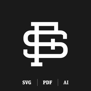 Monograma FS / SF interligado, modelo de logotipo inicial F / inicial S, monograma F / monograma S SVG, monograma de 2 letras, logotipo de download digital