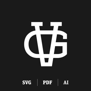 Interlocking GV / VG Monogram | Initial V & Initial G Slab Serif | Digital Monogram SVG | Instant Download