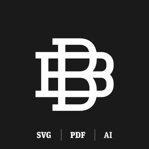 Op de afbeelding: Een wit logo-ontwerp met de letter "B" die drie keer wordt herhaald, waarbij elke "B" de andere overlapt. Het logo is in een vet, sans-serif lettertype.