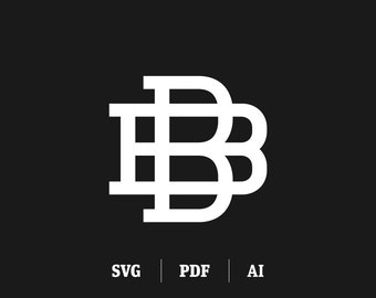 Interlocking BB Monogram Double Initial B Slab Serif Digital Monogram  SVG Instant Download
