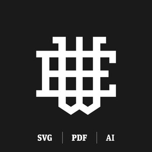 Interlocking Monogram with Initials E & W, Modern 2 letter Monogram for Embroidery or Print, Initials Logo for Personal or Commercial use