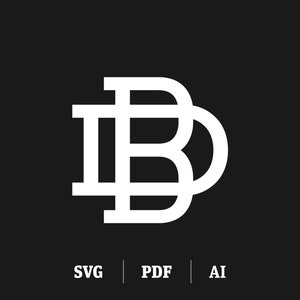 Monograma BD / DB interligado, modelo de logotipo inicial B inicial D, monograma B Monograma D SVG, design de logotipo de monograma de 2 letras download digital