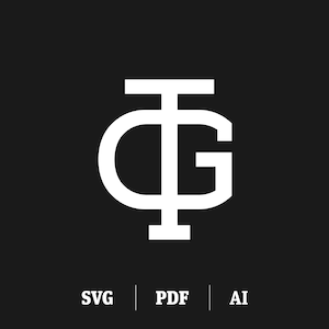 Interlocking GT / TG Monogram | Initial T & Initial G Slab Serif | Digital Monogram SVG | Instant Download
