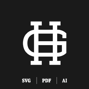 Interlocking GH / HG Monogram | Initial H & Initial G Slab Serif | Digital Monogram SVG | Instant Download