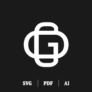 Interlocking GO / OG Monogram | Initial O & Initial G Slab Serif | Digital Monogram SVG | Instant Download
