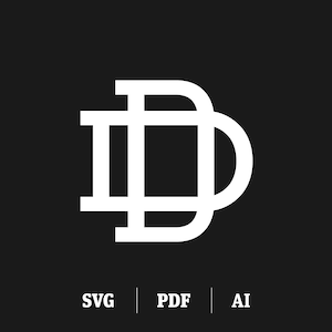 May include: White monogram logo featuring the letter "D" in a stylised, geometric design. The letter is formed by overlapping lines creating a square shape.