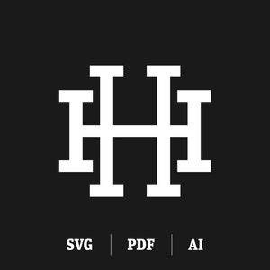 Monograma HH interligado, logotipo de monograma H com inicial dupla, Monograma H SVG, Monograma de 2 letras, modelo de design de logotipo pré-fabricado, download digital