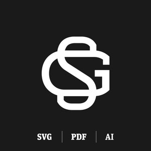 Interlocking GS / SG Monogram | Initial S & Initial G Slab Serif | Digital Monogram SVG | Instant Download