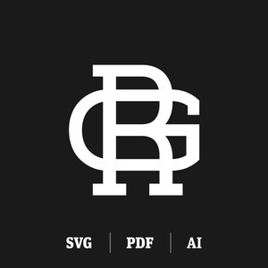 Interlocking GR / RG Monogram | Initial R & Initial G Slab Serif | Digital Monogram SVG | Instant Download