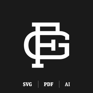 Interlocking FG / GF Monogram | Initial F & Initial G Slab Serif | Digital Monogram SVG | Instant Download