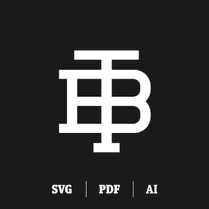 Monograma BT / TB interligado, Monograma B / Monograma T de 2 letras, Inicial B / Inicial T SVG, modelo de design de logotipo pré-fabricado download digital