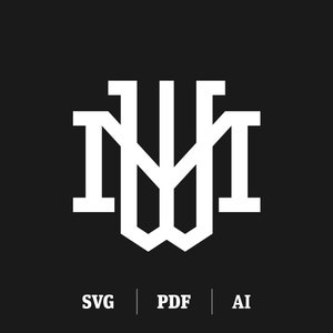 Monograma MW / WM entrelazado, plantilla de logotipo inicial M inicial W, monograma M monograma W SVG, diseño de logotipo de monograma de 2 letras Descarga digital