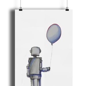 Lonely Robot Unique Digital Art Print