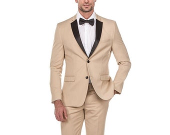 Men's Beige Suits Men Beige Tuxedo Suits Men Wedding Groom Suits For Men Slim Fit Stylish 2 Piece Suits