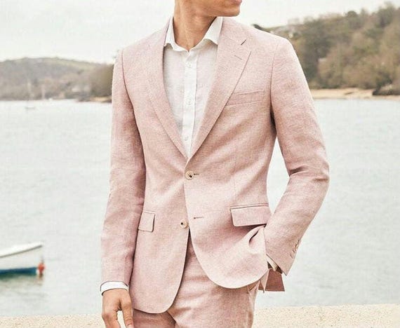 Men s Pink Linen Suits Wedding Suit Party Wear Pink Suit Dinner Two Piece Linen Suit Special Suit Jackets Pants Etsy UK