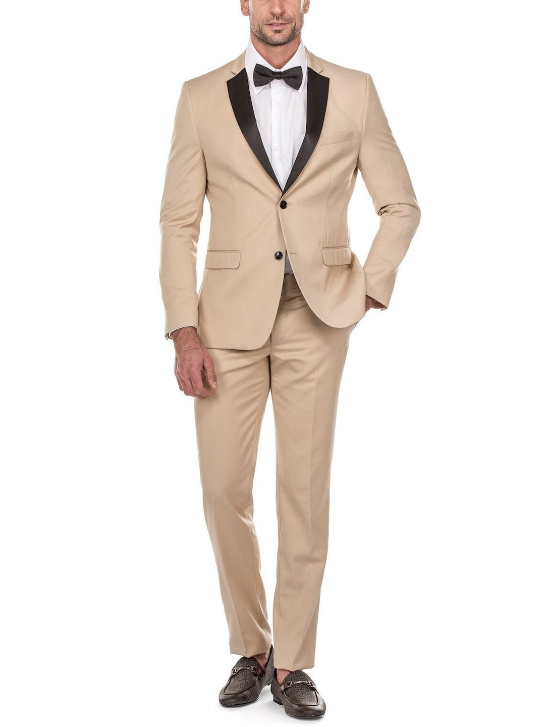 Men's Beige Suits Men Beige Tuxedo Suits Men Wedding Groom Suits for Men Slim Fit Stylish 2