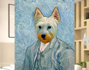 Self-Portrait of a Westie Dog inspired by Vincent Van Gogh 1889 | Wall Art Poster | Museum Art Paper | Multiple Sizes | Home Decor