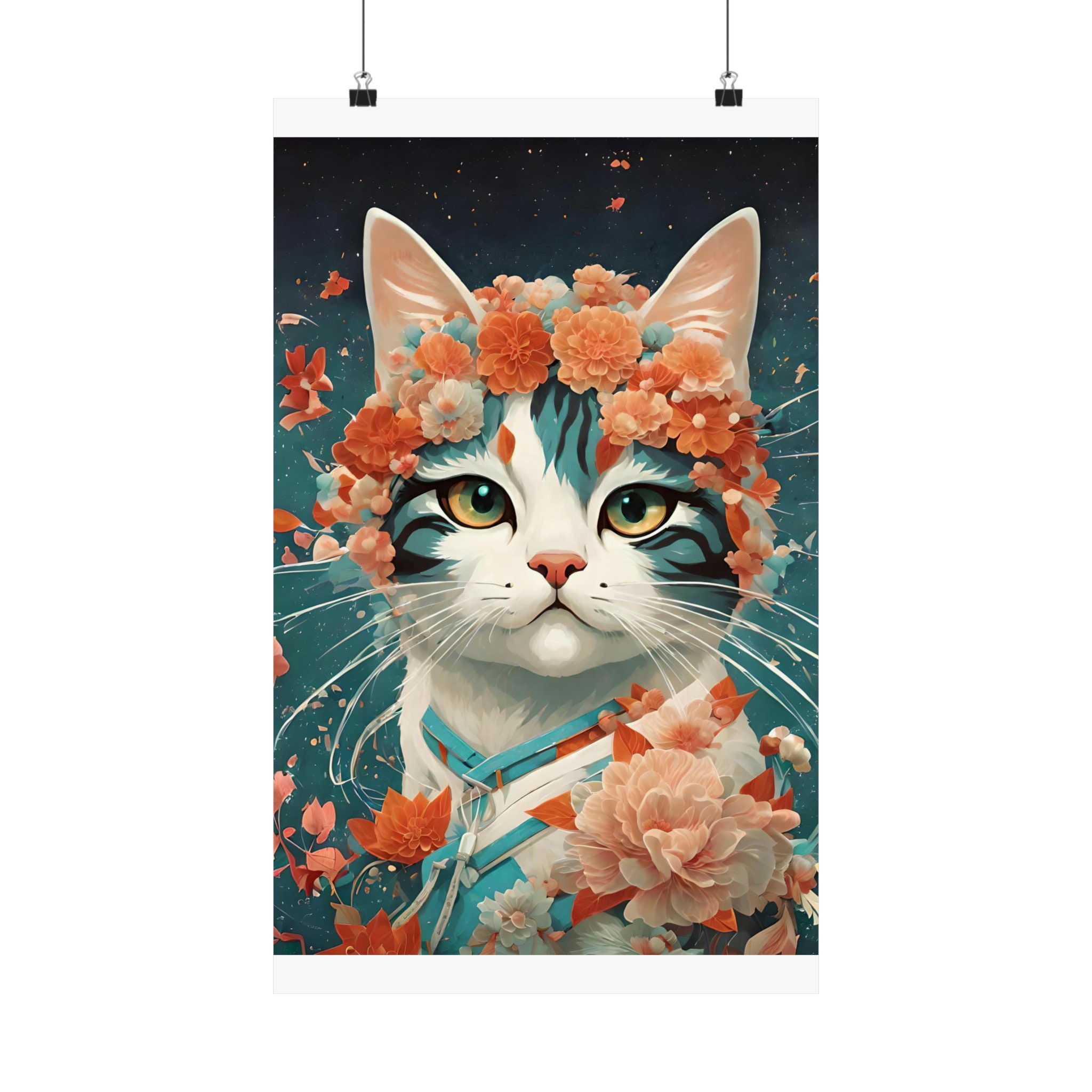 Discover Floral Kitten Japanese Premium Matte Vertical Poster