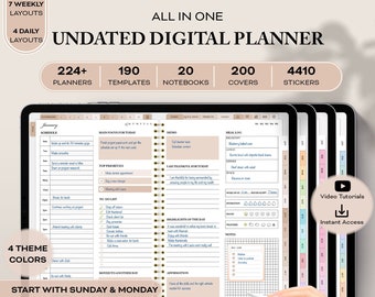 undated digital planner, neutral ipad planner, goodnotes planner, boho digital journal, adhd digital planner, all in one digital planner