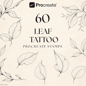 60 Leaf Tattoo Procreate Stamps, Botanical Tattoo Brushes, Fineline Leaves, Floral Foliage Tattoo Design, Procreate Brush Set