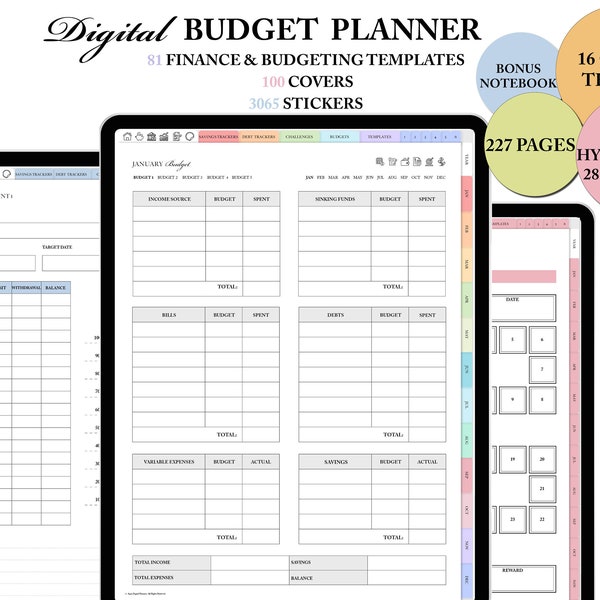 Digital Budget Planner, Budget Tracker, Budget Spreadsheet, Budget Template, Finance Planner, Undated Budget Planner, Goodnotes Planner