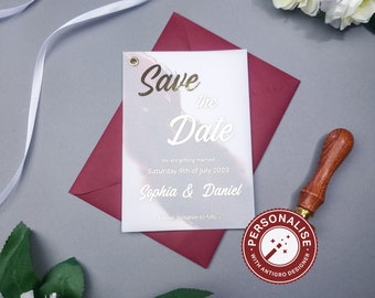 Aquarelle Save The Date, Gold Silver Foiled Save The Date, Bourgogne Wedding Save The Date, Custom Save The Date, Vellum Foil Save The Date