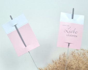 Karten für Wunderkerzen - Hochzeitstanz Rosa/Creme