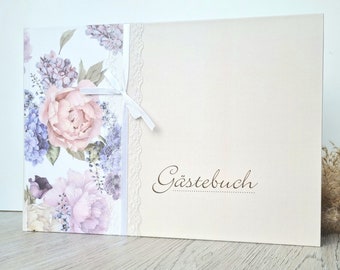 Guest book with questions - flower