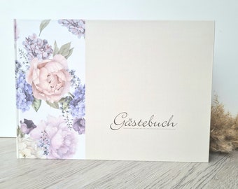 XXL guest book with questions - flower