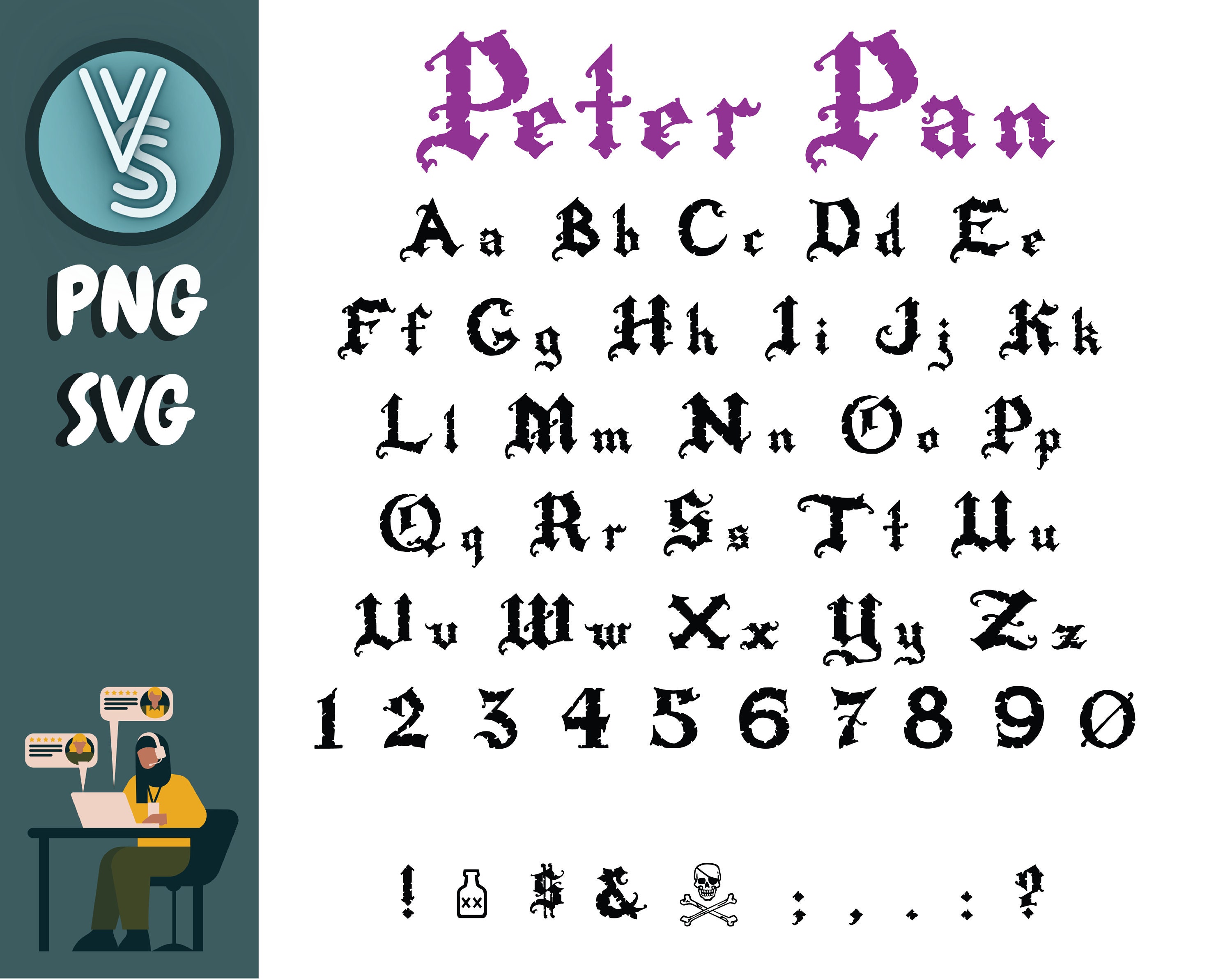 Peter Pan FONT SVG Peter Pan Alphabet Svg Instant Download Etsy Denmark