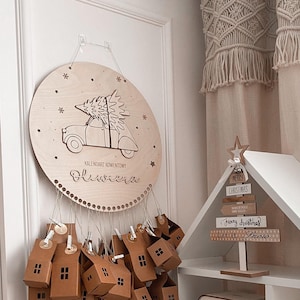 Personalized Advent calendar with christmas car| Christmas calendar | Advent | Advent calendar for children made of wood