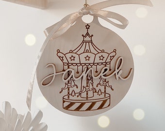 Gepersonaliseerde kerstbal met hertenfamilie, kerstversieringen, aangepaste kerstboomdecoratie, Weihnachtskugel mit Namen, naamornament