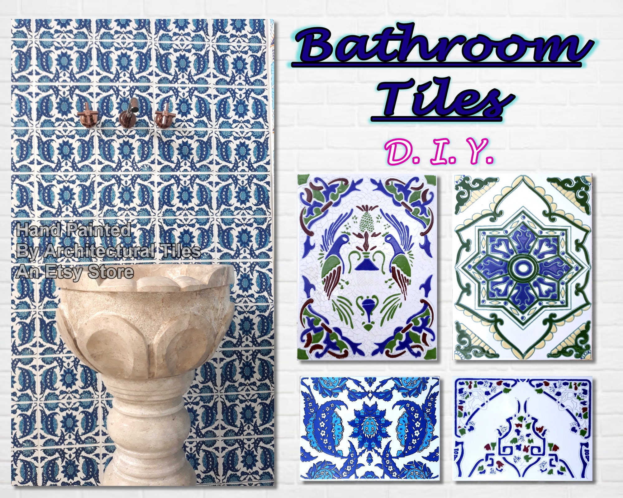 Azulejos de cerámica pintados a mano: pavo real, colonial, victoriano y  español (15 x 20 cm) - Etsy México, image size:2000x1600