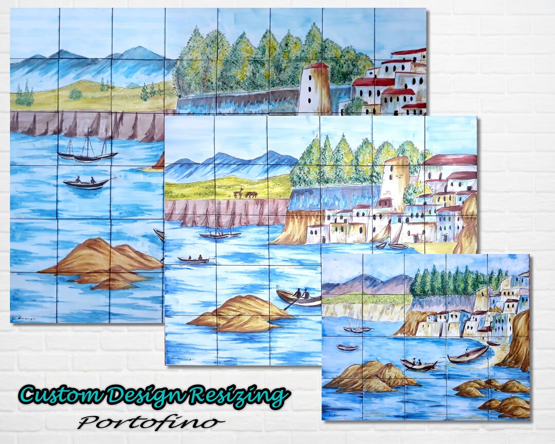 Architectural Tiles, Hand Painted Mosaic Murals, Portofino Italy