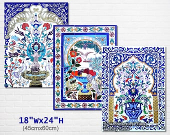 Architectural Tiles, Hand Painted Decorative Mosaic Wall Backsplash Murals 12pcs