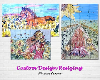 Hand Painted Ceramic Tile Mural: French Country Kitchen Backsplash