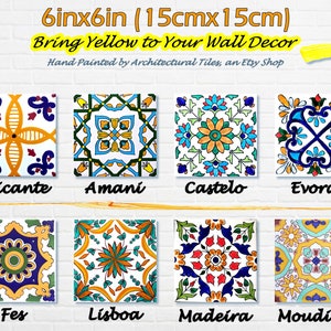 6inx6in Architectural Tiles, Decorative Wall Mosaic Ceramic Tiles, Yellow