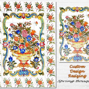 Piastrelle architettoniche, mosaici murali dipinti a mano, paraschizzi cucina, servizio di progettazione personalizzata - piastrelle per pareti in ceramica pittura arte arancione sensazione