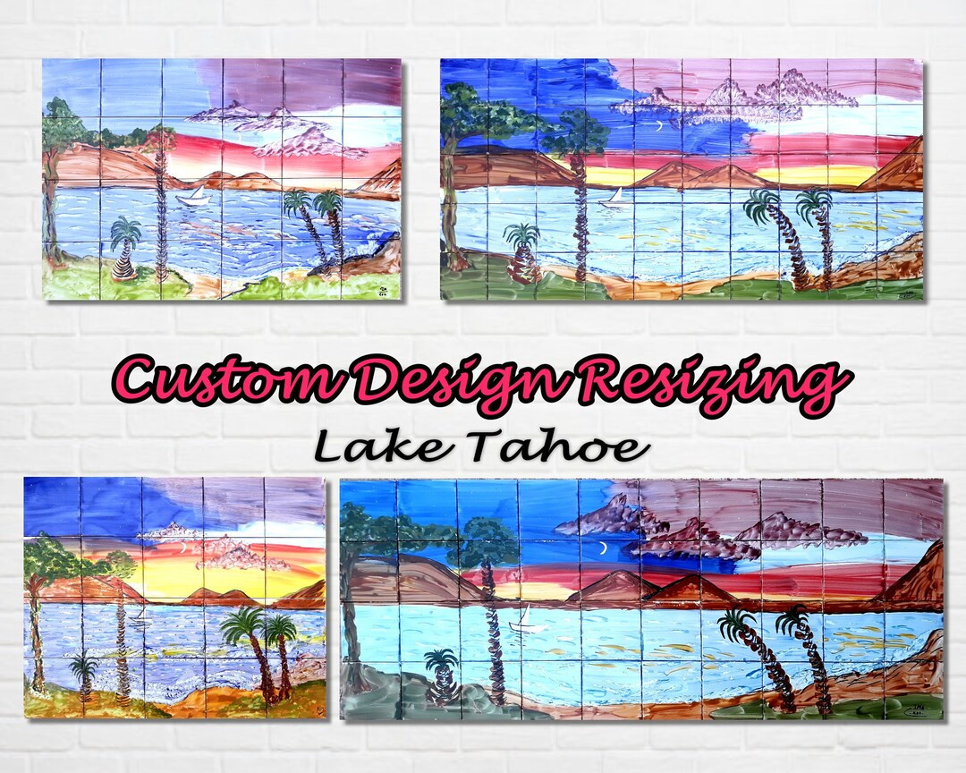 Architectural Tiles, Hand Painted Mosaic Murals, Lake Tahoe Backsplash, Custom Design Service