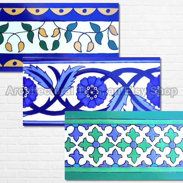 Piastrelle architettoniche da 8 pollici x 4 pollici, mosaici decorativi, piastrelle con bordi