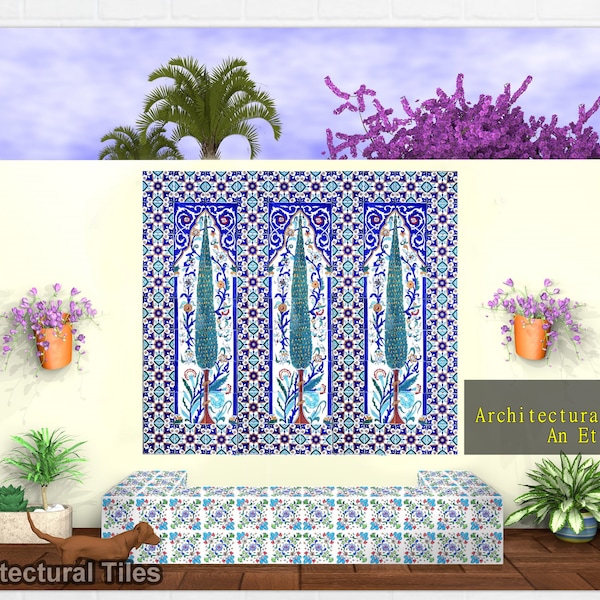 DIY Architectural Tiles, Garden Decor, Exterior Water Fountain, Mosaic Panel Wall Murals, 6x6 Decorative Ceramic Tiles