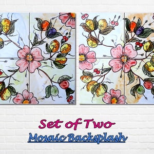 Personal Backsplash - Set of Two Ceramic Tiles Mosaic Murals - Kitchen Bathroom Patio Wall Decor